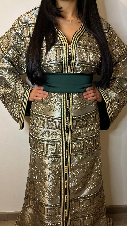 Caftan en brocard vert