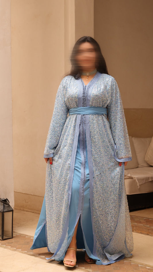 Takchita en sequin bleu